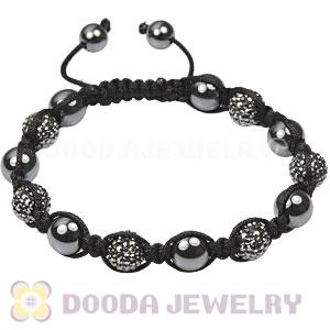 Fashion mens TresorBeads bracelets with grey crystal beads and hemitite 