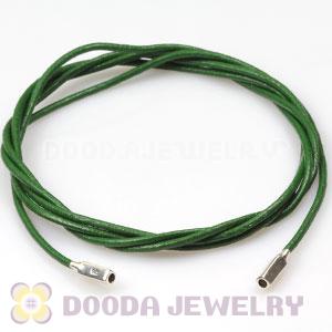 Green Leather Bracelets with 925 Silver Ends with 925 Stamped