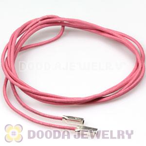 Pink Leather Bracelets with 925 Silver Ends with 925 Stamped