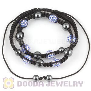 Handmade necklaces with blue Crystal alloy beads and Hematite beads