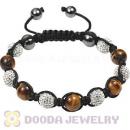 2011 latest TresorBeads mens bracelets with tiger eye-clear crystal beads and hemitite