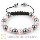 handmade Style TresorBeads Bracelets with pink Crystal Ball and Hematite