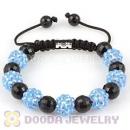 handmade style Bracelets with Faceted Black ABS and blue crystal plastic Beads