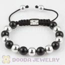 2011 Fashion handmade handmade Style Bracelet with silver and black ABS plastic beads