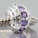 925 Sterling Silver charm Beads with Noble Amethyst In a circle