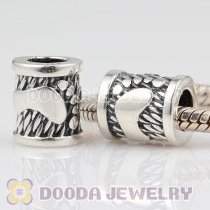 Antique 925 Sterling Silver Footprint charm Paw Bead fits European bracelet