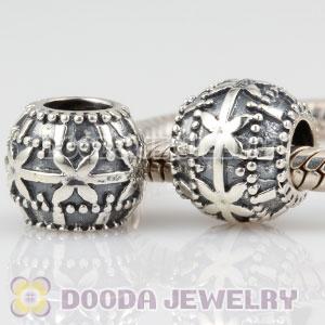 Antique 925 Sterling Silver Ribbon flower bed charm Beads