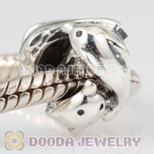 Antique 925 Sterling Silver 3 Playful Dolphins charm Beads