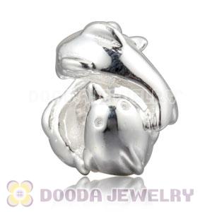 Shiny Sterling Silver 3 Playful Dolphins charm Beads