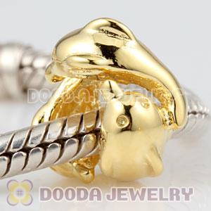 Gold plated Sterling Silver 3 Playful Dolphins charm Beads