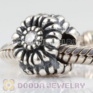 Sterling Silver April Birthday Charm Beads with CZ Stone