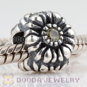 925 Sterling Silver August Birthday Charm Beads with CZ Stone