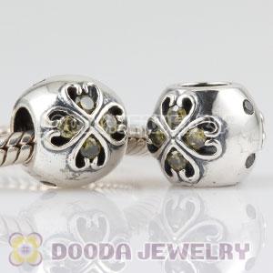 925 Sterling Silver August Birthstone Charm Beads with CZ Stone