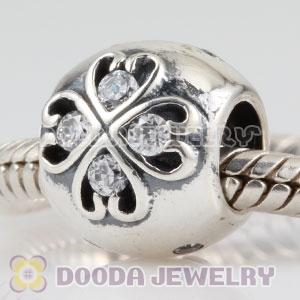 925 Sterling Silver April Birthstone Charm Beads with CZ Stone