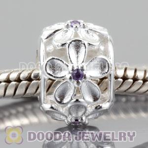 925 sterling silver Daisy charm Beads with purple Stone