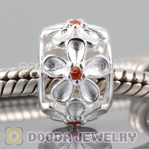 925 sterling silver Daisy charm Beads with orange Stone
