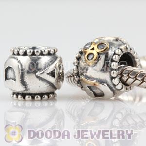 Antique Sterling Silver DAD charm beads with clear CZ stones
