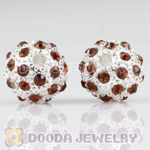 12mm handmade Silver Plated Alloy Beads with Champagne Crystal Wholesale