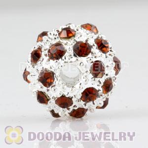 12mm handmade Silver Plated Alloy Beads with Champagne Crystal Wholesale