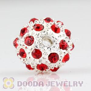 12mm handmade Silver Plated Alloy Beads with Red Crystal wholesale 