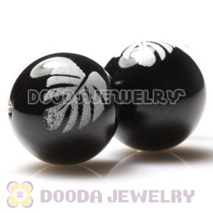 14mm handmade Style Black Agate Art Beads Wholesale