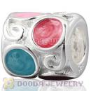 Shiny Sterling Silver tendril Drum Charm Beads with Enamel colorful beads