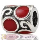 Authentic 925 Sterling Silver tendril Drum Charm Beads with Enamel colorful beads