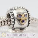 Antique Sterling Silver MOM charm beads with purple CZ stones to Mother's