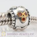 Antique Sterling Silver MOM charm beads with orange CZ stones to Mother's