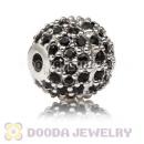 10mm Sterling Silver Disco Ball Bead Pave Black Austrian Crystal handmade Style