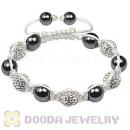 Fashion handmade White cord TresorBeads Bracelets with white Czech Crystal and Hematite