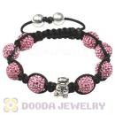 1 Silver Teddy Bear Bead and 8 Czech Crystal Beads Child Bracelet with Silver Ball Beads Ends