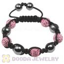 Fashion TresorBeads child bracelets with Pink pave crystal and hemitite beads