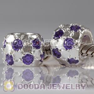 Solid Sterling Silver European Style Beads with Stone