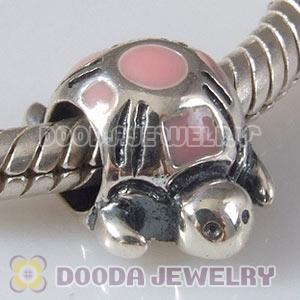 925 Sterling Silver European Style Beads Enamel Pink Tortoise