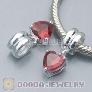 925 Sterling Silver European Beads Dangle Red Heart