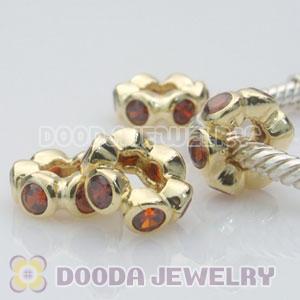 Gold Plated European Style 925 Silver Beads with Stone