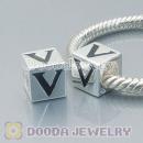 Letter V European Style Solid Silver Beads and Charms