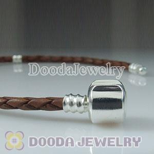 22cm European Style Single Brown Leather Bracelet
