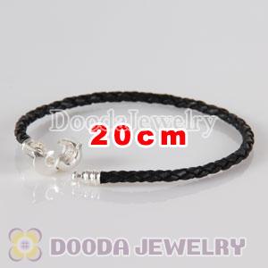 20cm European Style Single Black Leather Bracelet