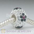 Jewelry silver beads with 90 crystal rhinestones Austrian crystal Jewelry beads with 5 flowers
