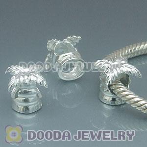 Solid Sterling Silver European Style coconut palm Beads and Charms
