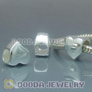 Solid Sterling Silver European Style Heart Beads and Charms