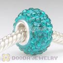 Jewelry silver beads with 90 crystal rhinestones blue crystal Austrian crystal Jewelry beads