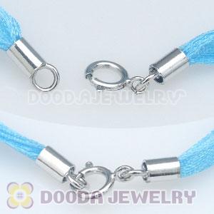 42cm European Style Blue Silk Necklace with sterling silver clasp