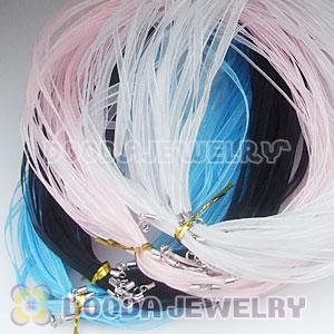 42cm European Style Pink Silk Necklace with sterling silver clasp