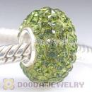 Jewelry silver beads with 90 crystal rhinestones-green Austrian crystal Jewelry beads