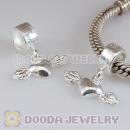 Solid Sterling Silver European dangle a heart with wings Charms