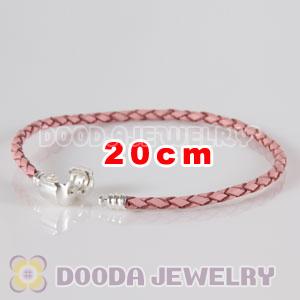 20cm European Style Single Pink Leather Bracelet