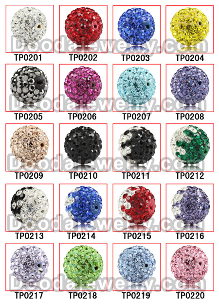  color sample of czech crystal ball beads 